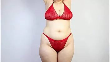 Play Tom&rose red lace lingerie set xl size try on